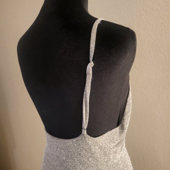 Princess Polly size 6 Jocasta Mini Dress Silver One Shoulder Mesh bodycon Dance - Picture 8 of 14